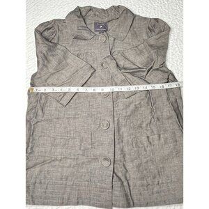 Forever 21 Womens Gray Linen Top Short Sleeves LARGE Cute Buttons Pockets